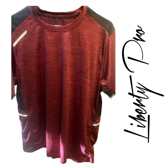 NEW Workout Liberty Pro Dri-Fit Burgundy Athletic T-Shirt -LRG - Picture 4 of 12